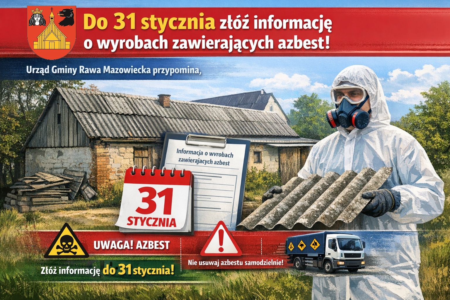 Do 31 stycznia złóż informację o wyrobach zawierających azbest